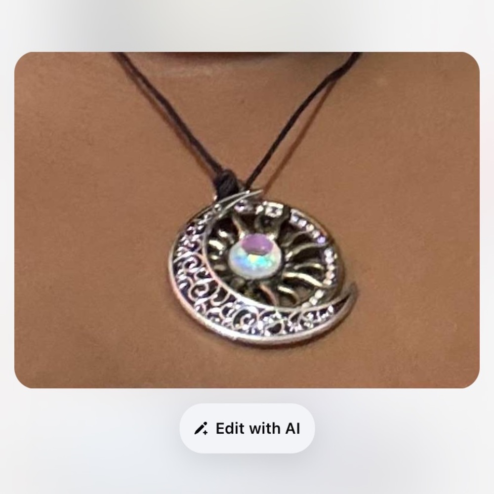 Silver Crescent Moon Pendant Necklace